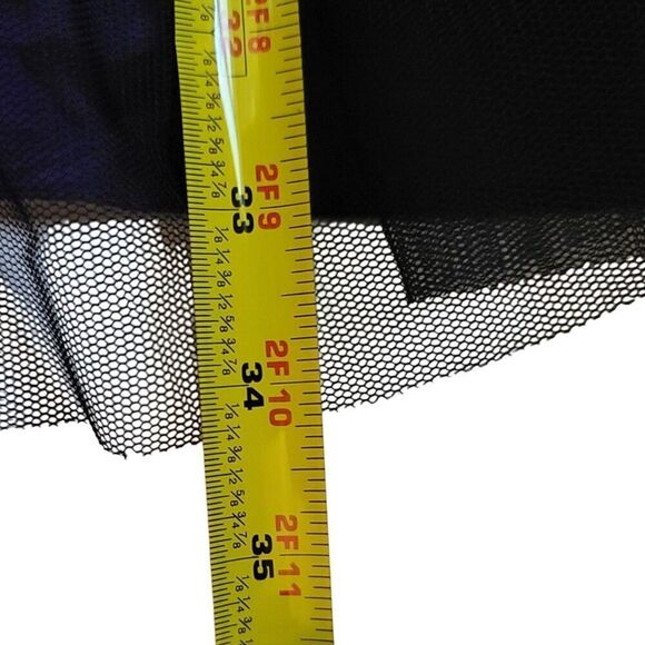 Sterling Styles Purple and Black Mesh Overlay Midi Tiered Prairie Skirt - Picture 7 of 7